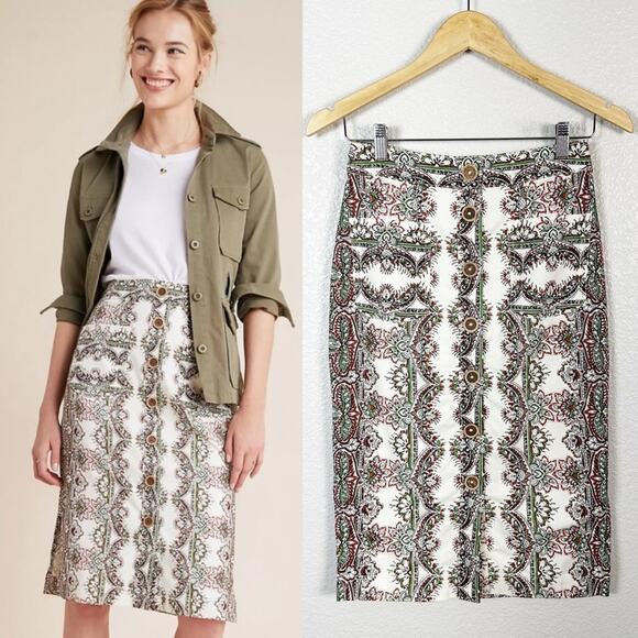 Maeve by Anthropologie Women’s Kaleidoscope Button-Front Pencil Skirt Size 0 - Picture 12 of 12